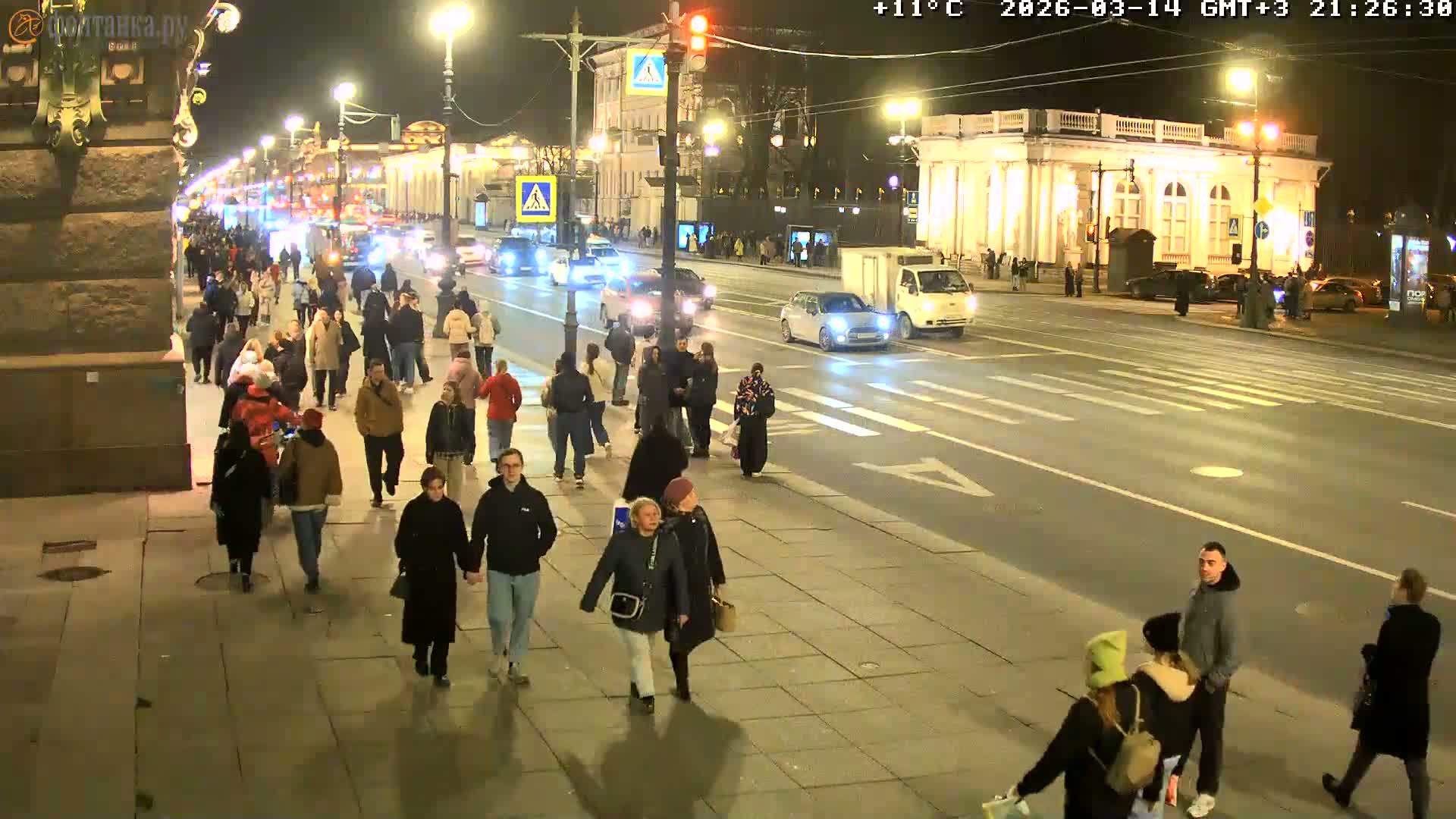 St. Petersburg, Nevskiy Avenue,  Anichkov Palace & Garden (Anitsjkof-Paleis)  Live Cam - Dvortsovy, Tsentralny, Saint Petersburg, Northwestern (Severo-Zapadnyy), Russia