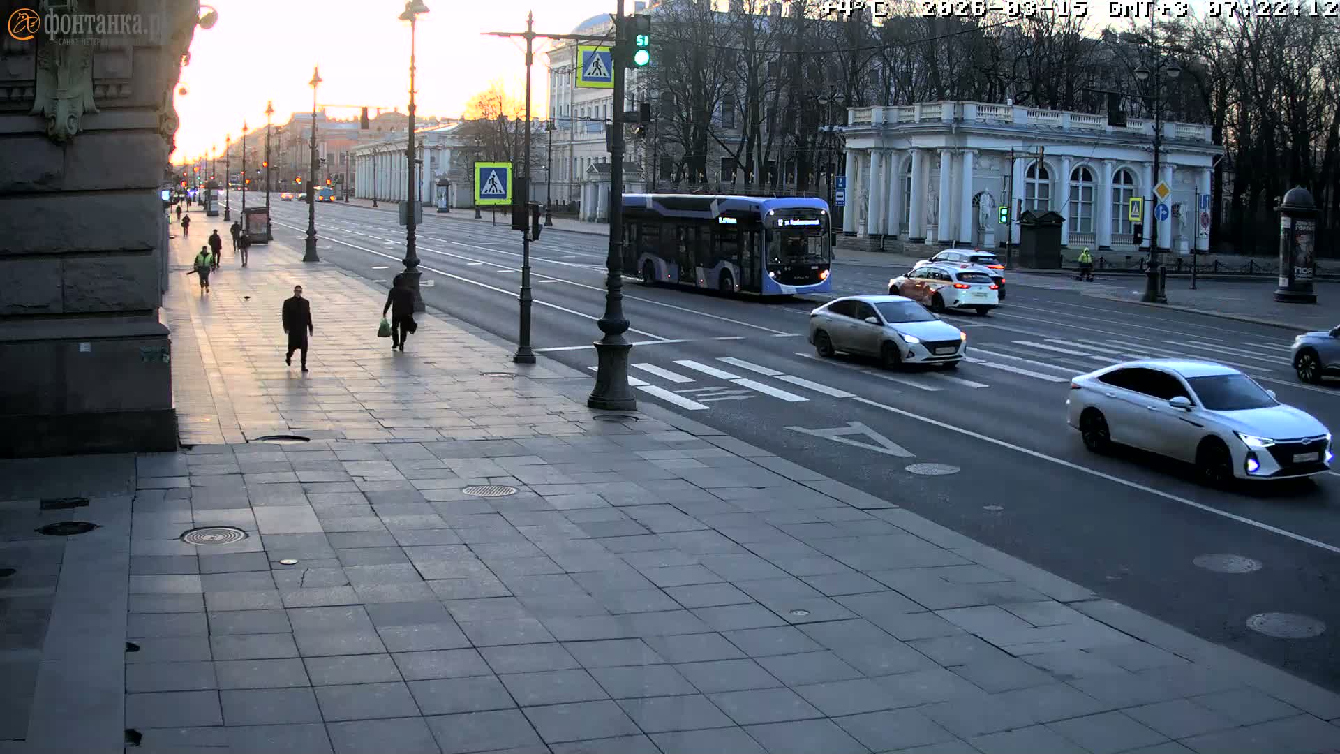 St. Petersburg, Nevskiy Avenue,  Anichkov Palace & Garden (Anitsjkof-Paleis)  Live Cam - Dvortsovy, Tsentralny, Saint Petersburg, Northwestern (Severo-Zapadnyy), Russia