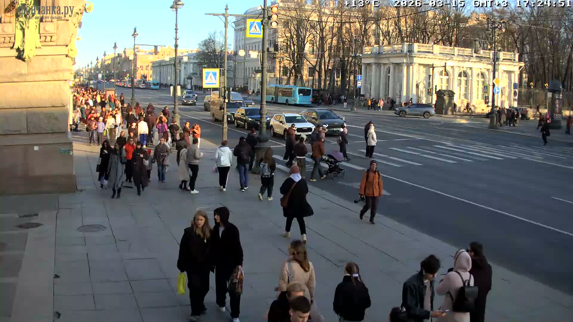 St. Petersburg, Nevskiy Avenue,  Anichkov Palace & Garden (Anitsjkof-Paleis)  Live Cam - Dvortsovy, Tsentralny, Saint Petersburg, Northwestern (Severo-Zapadnyy), Russia