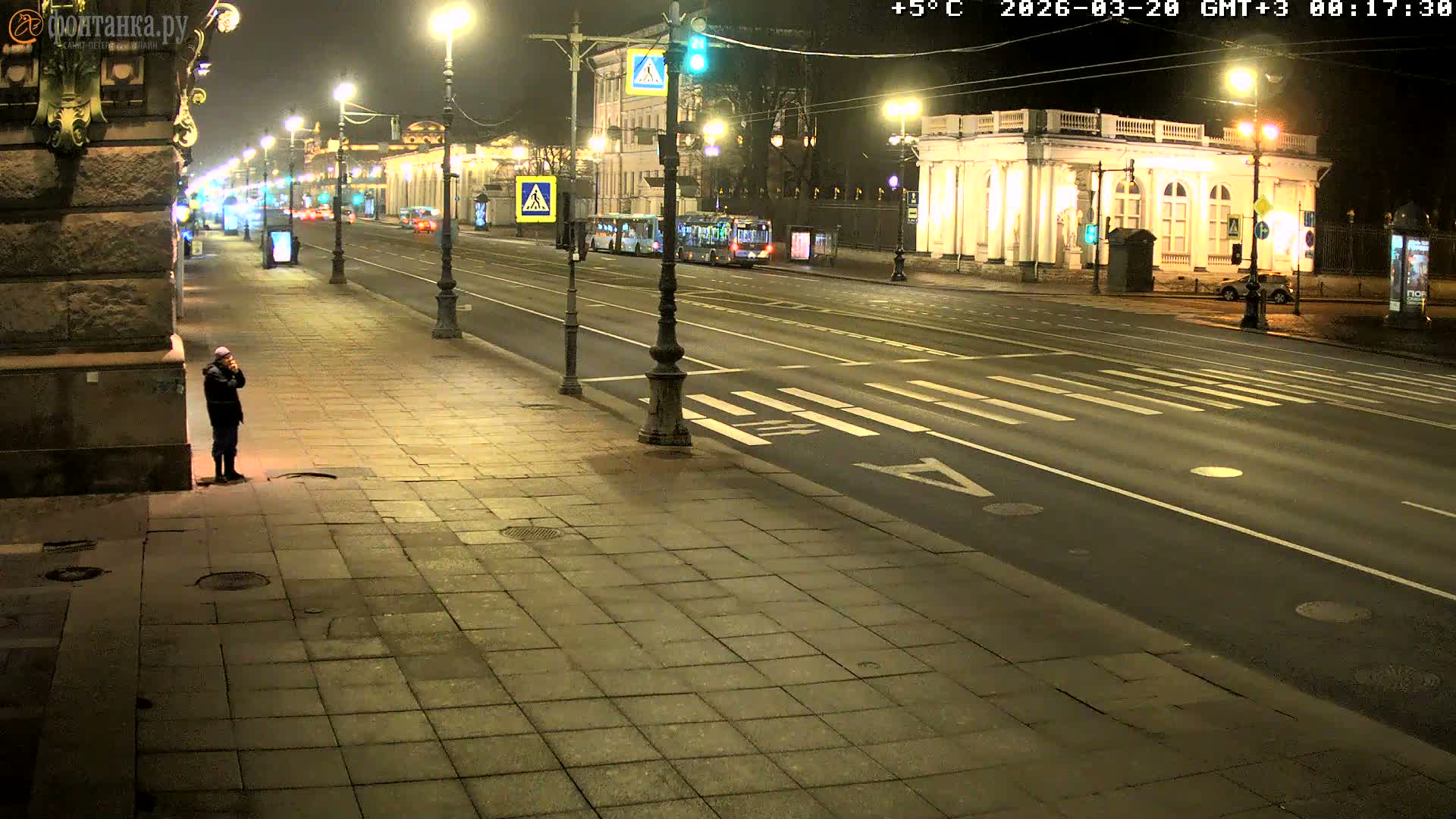 St. Petersburg, Nevskiy Avenue,  Anichkov Palace & Garden (Anitsjkof-Paleis)  Live Cam - Dvortsovy, Tsentralny, Saint Petersburg, Northwestern (Severo-Zapadnyy), Russia