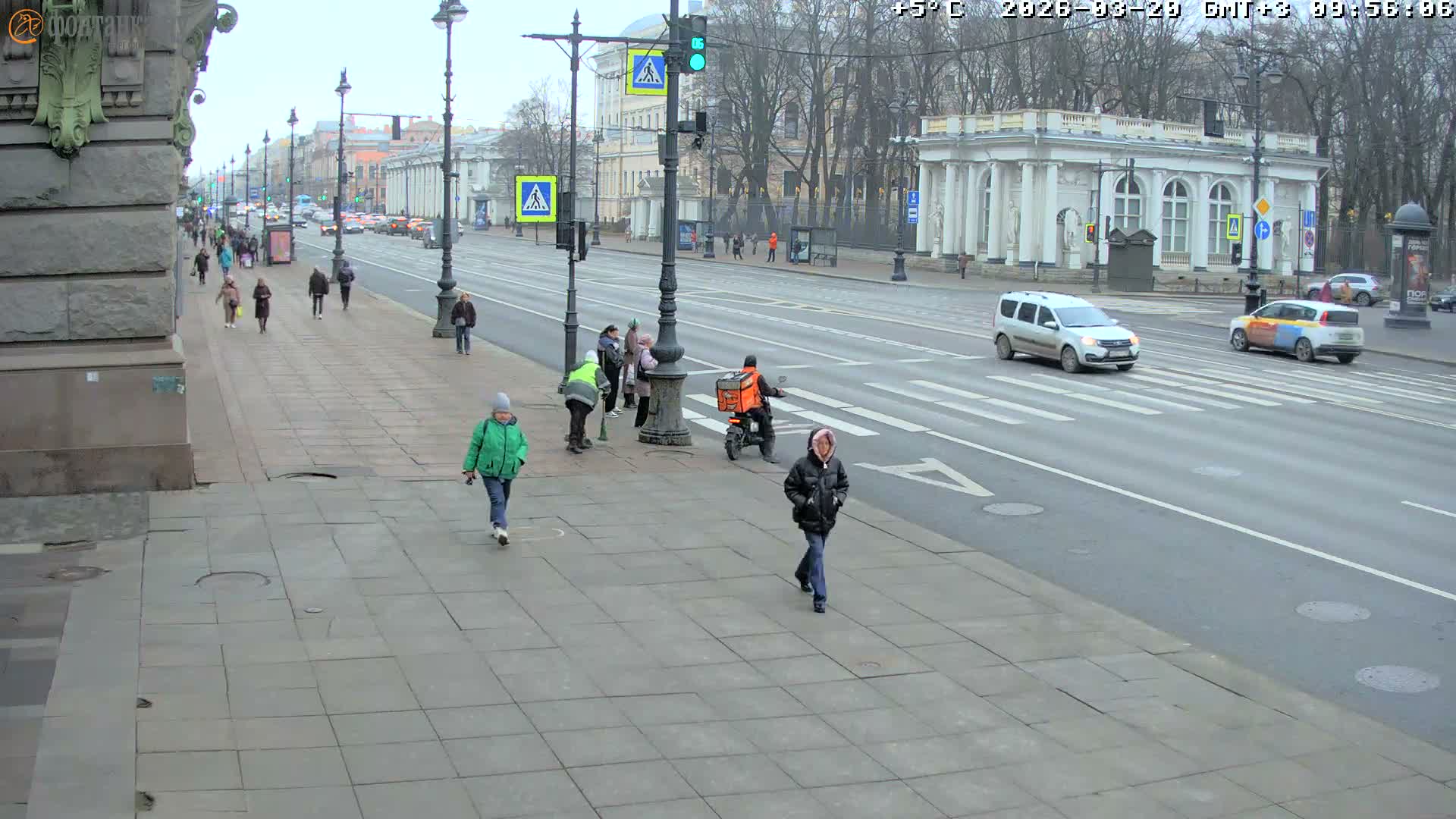 St. Petersburg, Nevskiy Avenue,  Anichkov Palace & Garden (Anitsjkof-Paleis)  Live Cam - Dvortsovy, Tsentralny, Saint Petersburg, Northwestern (Severo-Zapadnyy), Russia