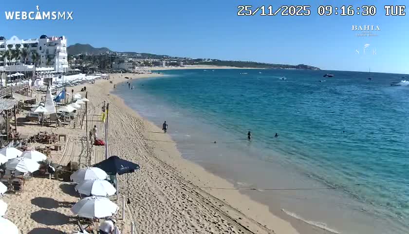 Cabo San Lucas, Playa El Medano Beach towards East View Live Cam - El Medano Ejidal, Los Cabos, Baja California Sur, Mexico