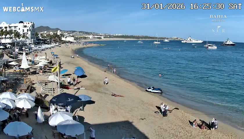 Cabo San Lucas, Playa El Medano Beach towards East View Live Cam - El Medano Ejidal, Los Cabos, Baja California Sur, Mexico