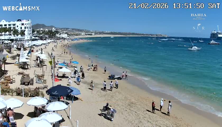 Cabo San Lucas, Playa El Medano Beach towards East View Live Cam - El Medano Ejidal, Los Cabos, Baja California Sur, Mexico