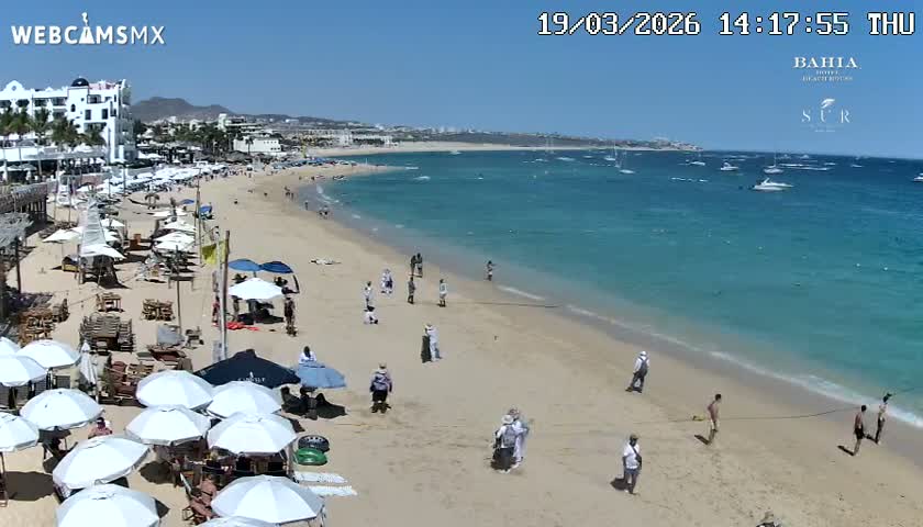 Cabo San Lucas, Playa El Medano Beach towards East View Live Cam - El Medano Ejidal, Los Cabos, Baja California Sur, Mexico