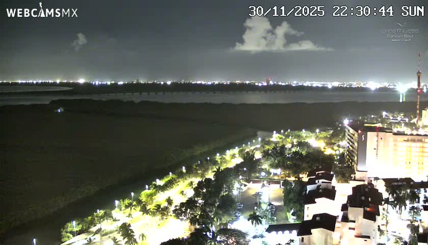  Cancun, Laguna de Nichupté Lagoon Lake & Hotel Zone (Zona Hotelera) Panaromic Live Cam - 