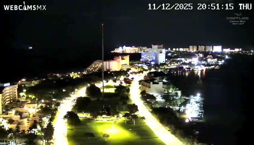  Cancun, Laguna de Nichupté Lagoon Lake & Hotel Zone (Zona Hotelera) Panaromic Live Cam - 