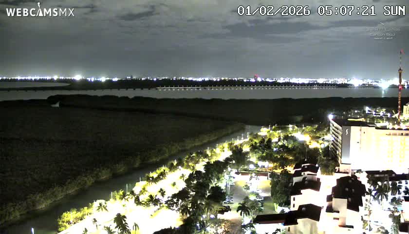  Cancun, Laguna de Nichupté Lagoon Lake & Hotel Zone (Zona Hotelera) Panaromic Live Cam - 