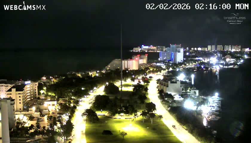  Cancun, Laguna de Nichupté Lagoon Lake & Hotel Zone (Zona Hotelera) Panaromic Live Cam - 