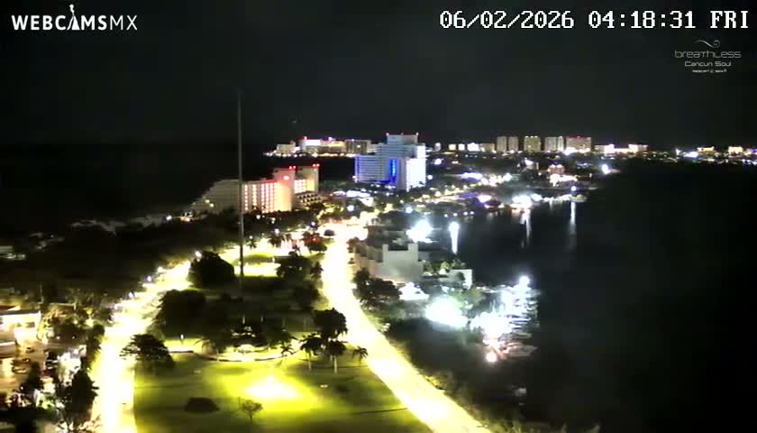  Cancun, Laguna de Nichupté Lagoon Lake & Hotel Zone (Zona Hotelera) Panaromic Live Cam - 
