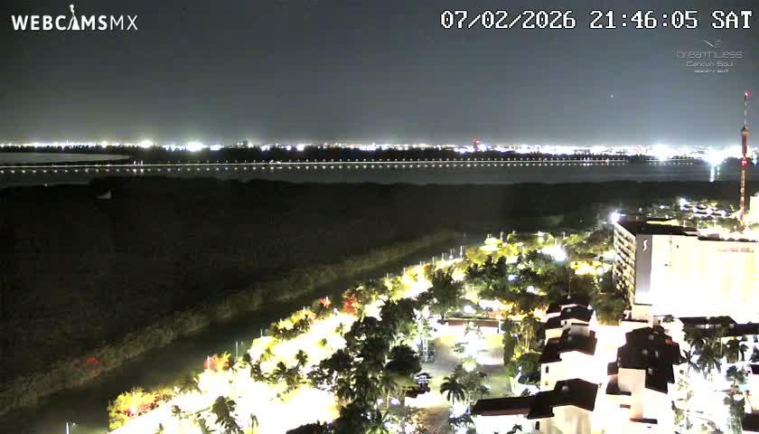  Cancun, Laguna de Nichupté Lagoon Lake & Hotel Zone (Zona Hotelera) Panaromic Live Cam - 