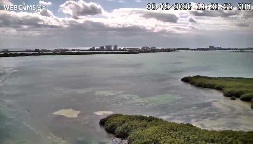 Cancun, Laguna de Nichupté Lagoon Lake & Hotel Zone (Zona Hotelera) Panaromic Live Cam - 