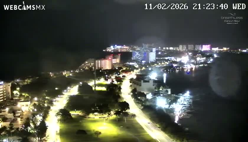  Cancun, Laguna de Nichupté Lagoon Lake & Hotel Zone (Zona Hotelera) Panaromic Live Cam - 