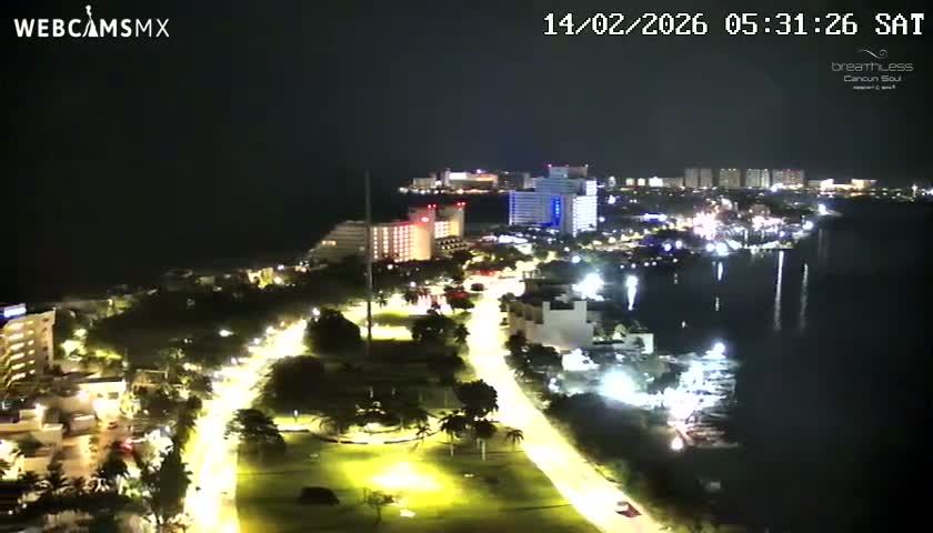  Cancun, Laguna de Nichupté Lagoon Lake & Hotel Zone (Zona Hotelera) Panaromic Live Cam - 
