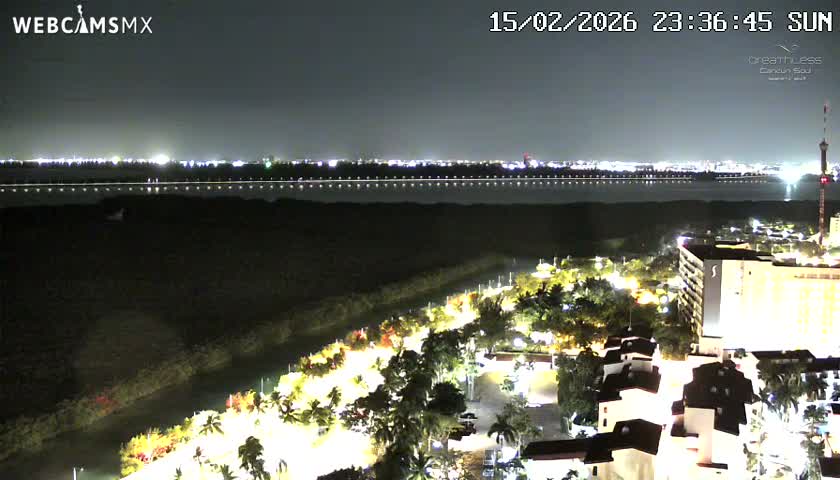  Cancun, Laguna de Nichupté Lagoon Lake & Hotel Zone (Zona Hotelera) Panaromic Live Cam - 