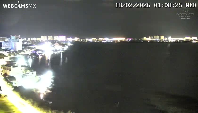  Cancun, Laguna de Nichupté Lagoon Lake & Hotel Zone (Zona Hotelera) Panaromic Live Cam - 
