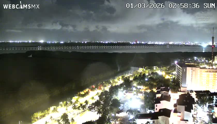 Cancun, Laguna de Nichupté Lagoon Lake & Hotel Zone (Zona Hotelera) Panaromic Live Cam - 