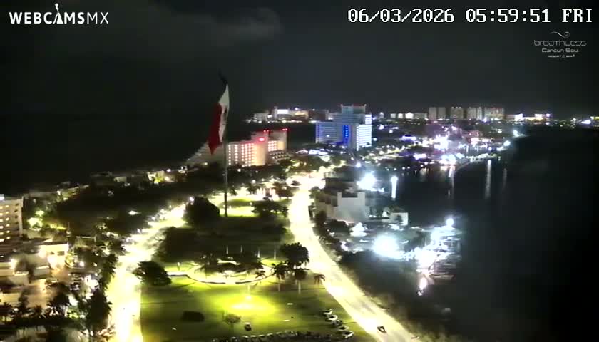  Cancun, Laguna de Nichupté Lagoon Lake & Hotel Zone (Zona Hotelera) Panaromic Live Cam - 