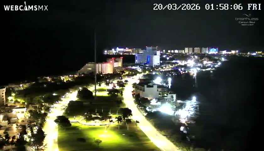  Cancun, Laguna de Nichupté Lagoon Lake & Hotel Zone (Zona Hotelera) Panaromic Live Cam - 