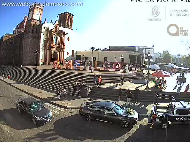 Amealco ,  Plaza Constitución (Constution Square) & Parroquia de Santa Maria Parish Live Cam - Centro, Amealco de Bonfil, Queretaro, Mexico