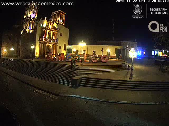 Amealco ,  Plaza Constitución (Constution Square) & Parroquia de Santa Maria Parish Live Cam - Centro, Amealco de Bonfil, Queretaro, Mexico