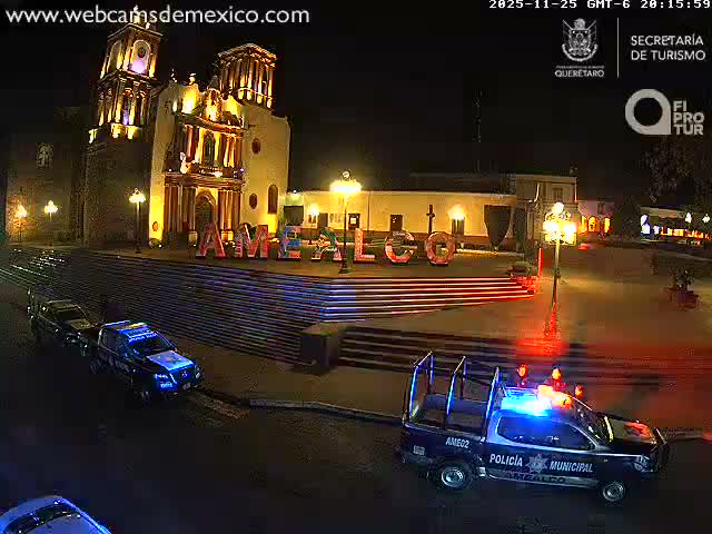 Amealco ,  Plaza Constitución (Constution Square) & Parroquia de Santa Maria Parish Live Cam - Centro, Amealco de Bonfil, Queretaro, Mexico