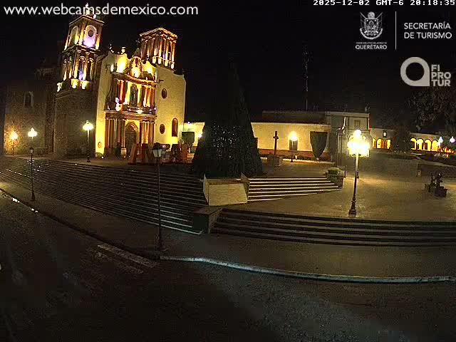 Amealco ,  Plaza Constitución (Constution Square) & Parroquia de Santa Maria Parish Live Cam - Centro, Amealco de Bonfil, Queretaro, Mexico