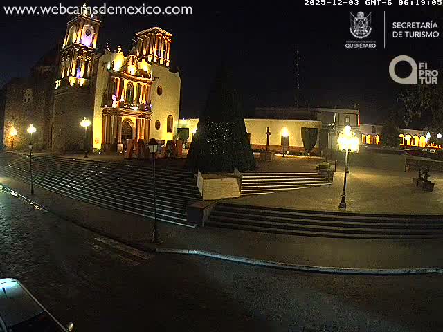 Amealco ,  Plaza Constitución (Constution Square) & Parroquia de Santa Maria Parish Live Cam - Centro, Amealco de Bonfil, Queretaro, Mexico