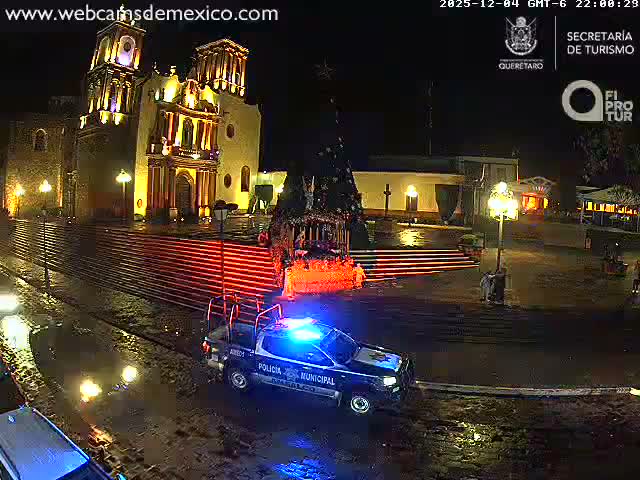 Amealco ,  Plaza Constitución (Constution Square) & Parroquia de Santa Maria Parish Live Cam - Centro, Amealco de Bonfil, Queretaro, Mexico