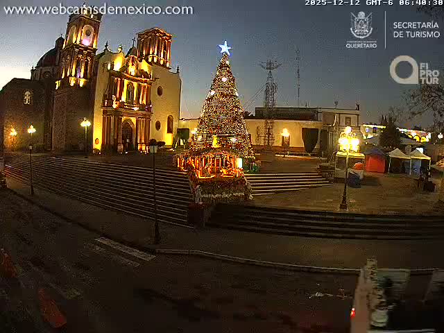 Amealco ,  Plaza Constitución (Constution Square) & Parroquia de Santa Maria Parish Live Cam - Centro, Amealco de Bonfil, Queretaro, Mexico
