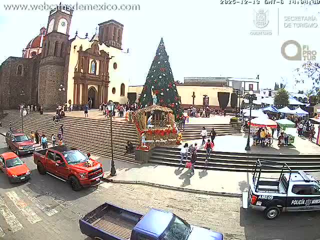 Amealco ,  Plaza Constitución (Constution Square) & Parroquia de Santa Maria Parish Live Cam - Centro, Amealco de Bonfil, Queretaro, Mexico