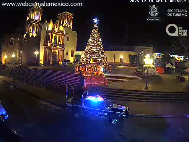 Amealco ,  Plaza Constitución (Constution Square) & Parroquia de Santa Maria Parish Live Cam - Centro, Amealco de Bonfil, Queretaro, Mexico