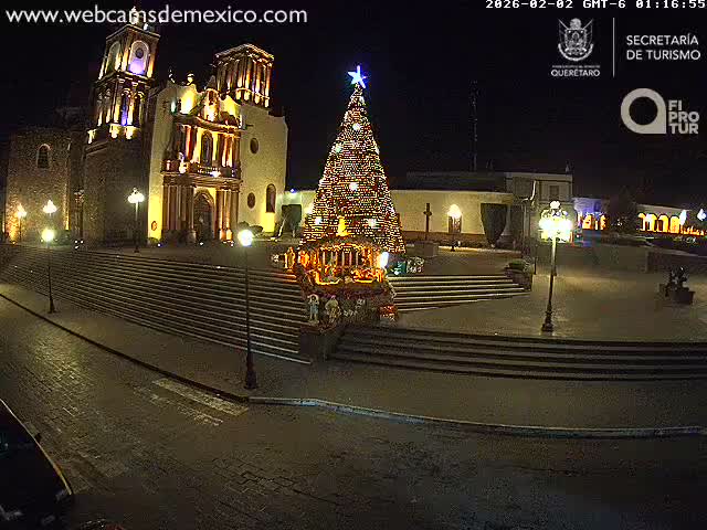 Amealco ,  Plaza Constitución (Constution Square) & Parroquia de Santa Maria Parish Live Cam - Centro, Amealco de Bonfil, Queretaro, Mexico