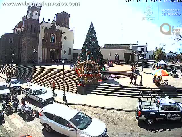 Amealco ,  Plaza Constitución (Constution Square) & Parroquia de Santa Maria Parish Live Cam - Centro, Amealco de Bonfil, Queretaro, Mexico