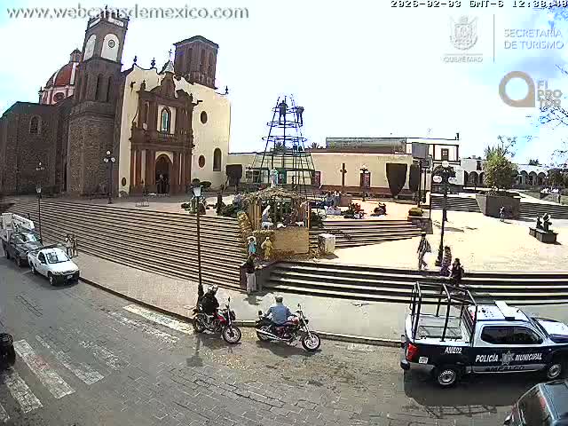 Amealco ,  Plaza Constitución (Constution Square) & Parroquia de Santa Maria Parish Live Cam - Centro, Amealco de Bonfil, Queretaro, Mexico
