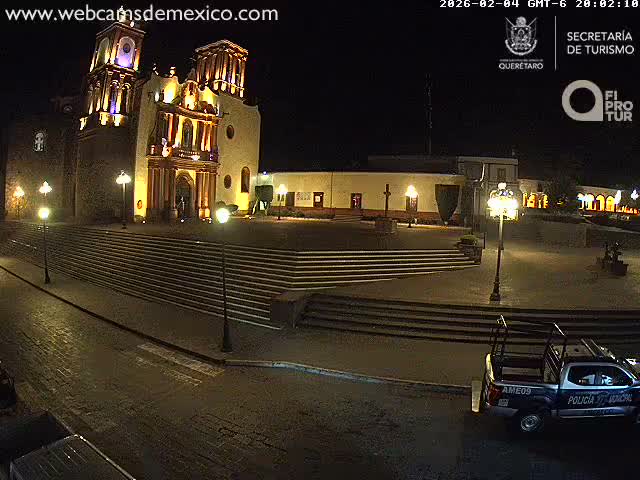 Amealco ,  Plaza Constitución (Constution Square) & Parroquia de Santa Maria Parish Live Cam - Centro, Amealco de Bonfil, Queretaro, Mexico