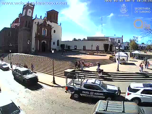 Amealco ,  Plaza Constitución (Constution Square) & Parroquia de Santa Maria Parish Live Cam - Centro, Amealco de Bonfil, Queretaro, Mexico