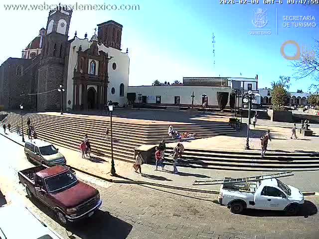Amealco ,  Plaza Constitución (Constution Square) & Parroquia de Santa Maria Parish Live Cam - Centro, Amealco de Bonfil, Queretaro, Mexico