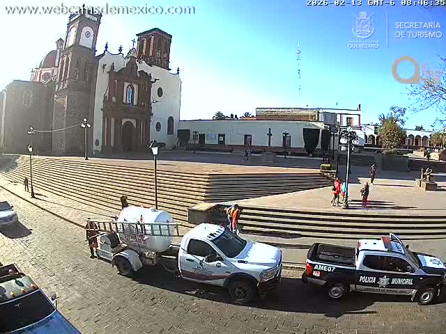 Amealco ,  Plaza Constitución (Constution Square) & Parroquia de Santa Maria Parish Live Cam - Centro, Amealco de Bonfil, Queretaro, Mexico