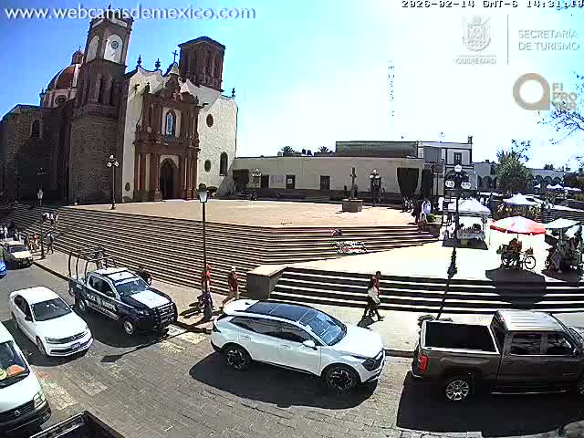 Amealco ,  Plaza Constitución (Constution Square) & Parroquia de Santa Maria Parish Live Cam - Centro, Amealco de Bonfil, Queretaro, Mexico