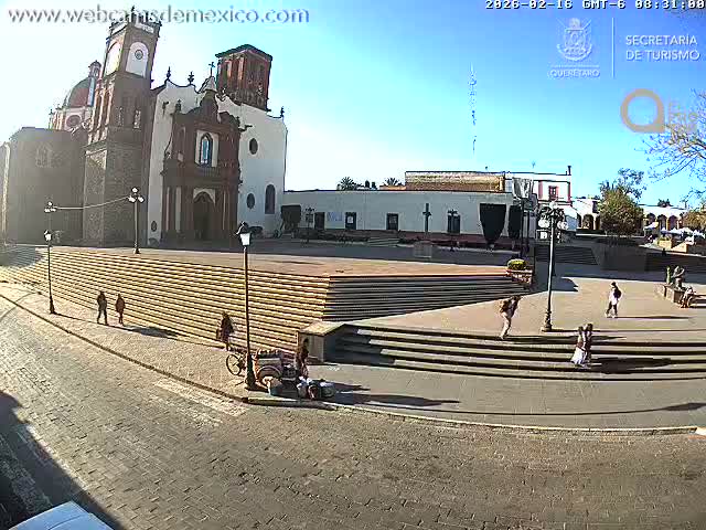 Amealco ,  Plaza Constitución (Constution Square) & Parroquia de Santa Maria Parish Live Cam - Centro, Amealco de Bonfil, Queretaro, Mexico