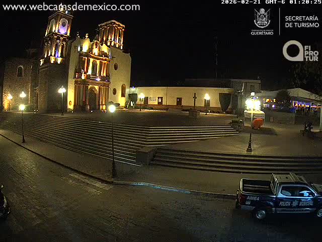 Amealco ,  Plaza Constitución (Constution Square) & Parroquia de Santa Maria Parish Live Cam - Centro, Amealco de Bonfil, Queretaro, Mexico