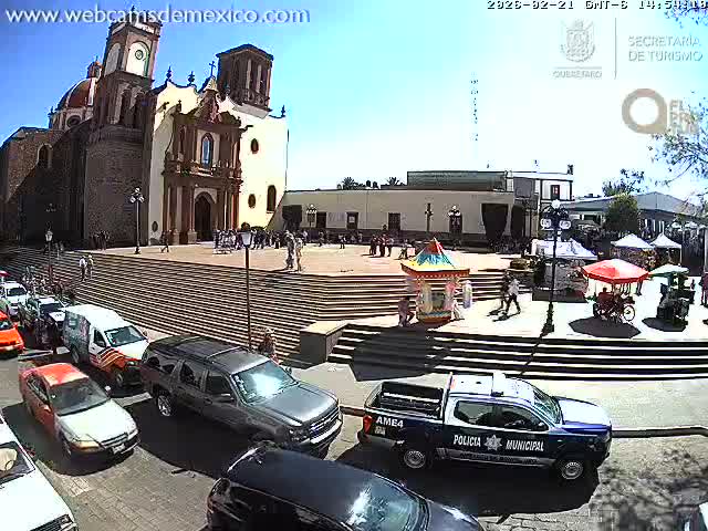 Amealco ,  Plaza Constitución (Constution Square) & Parroquia de Santa Maria Parish Live Cam - Centro, Amealco de Bonfil, Queretaro, Mexico