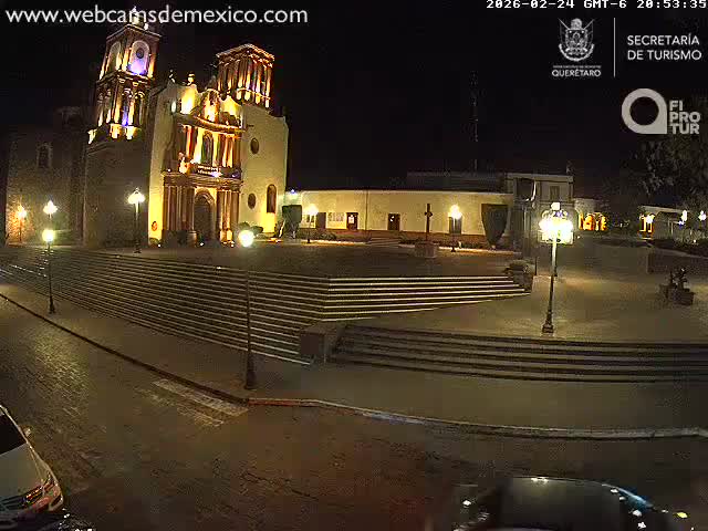 Amealco ,  Plaza Constitución (Constution Square) & Parroquia de Santa Maria Parish Live Cam - Centro, Amealco de Bonfil, Queretaro, Mexico
