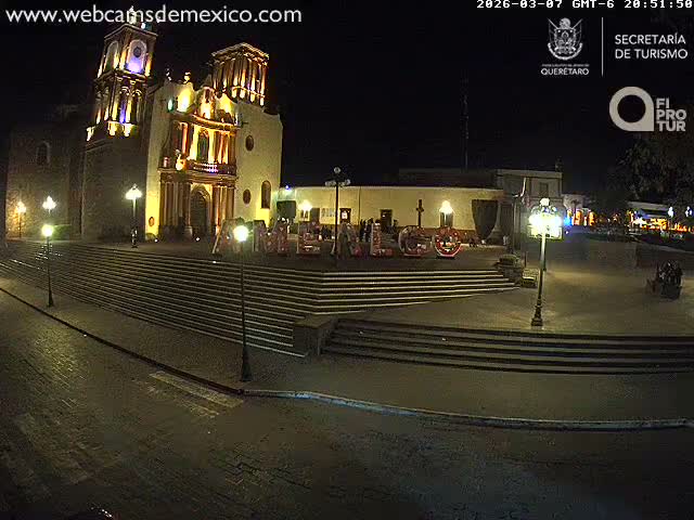 Amealco ,  Plaza Constitución (Constution Square) & Parroquia de Santa Maria Parish Live Cam - Centro, Amealco de Bonfil, Queretaro, Mexico