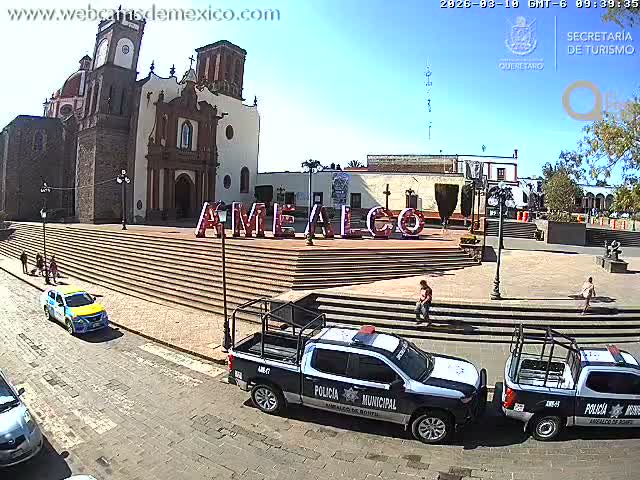 Amealco ,  Plaza Constitución (Constution Square) & Parroquia de Santa Maria Parish Live Cam - Centro, Amealco de Bonfil, Queretaro, Mexico