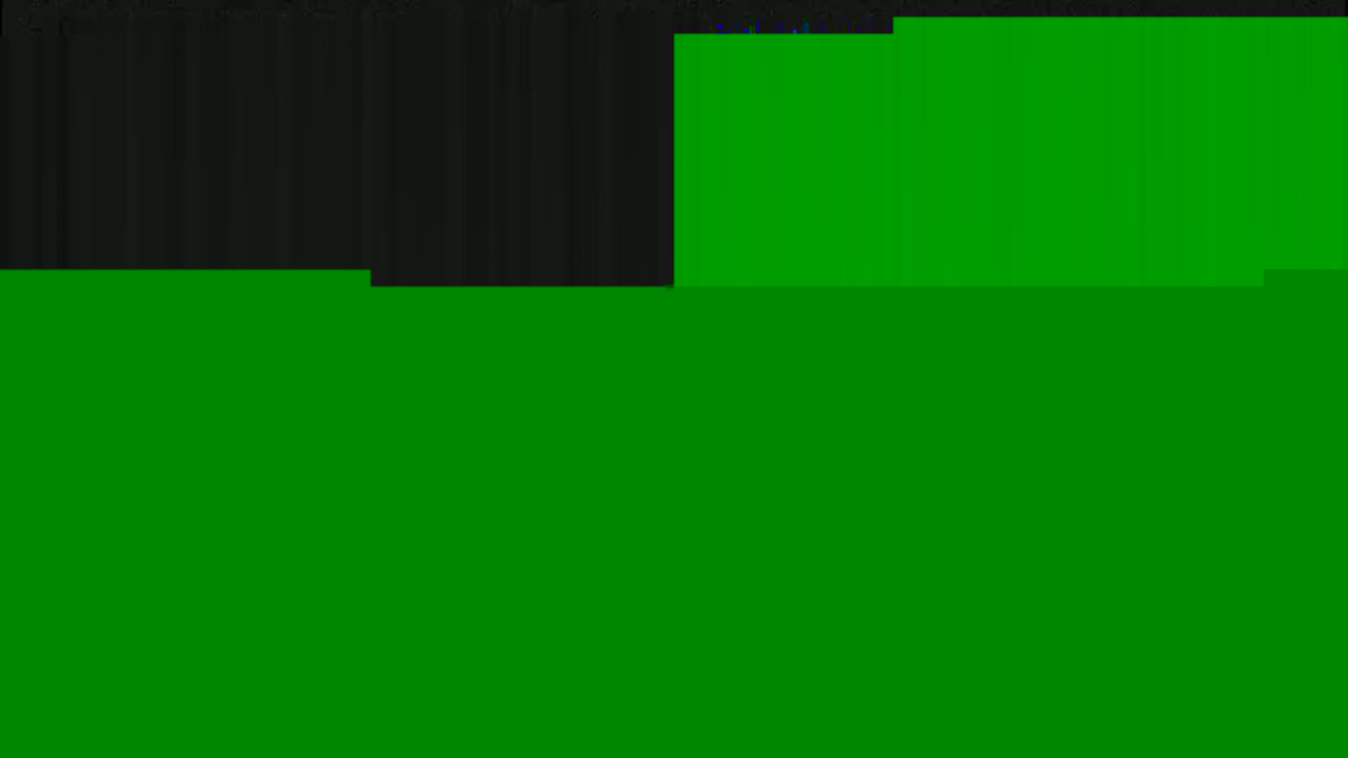 The image shows a mostly green screen with a small section of dark gray at the top.