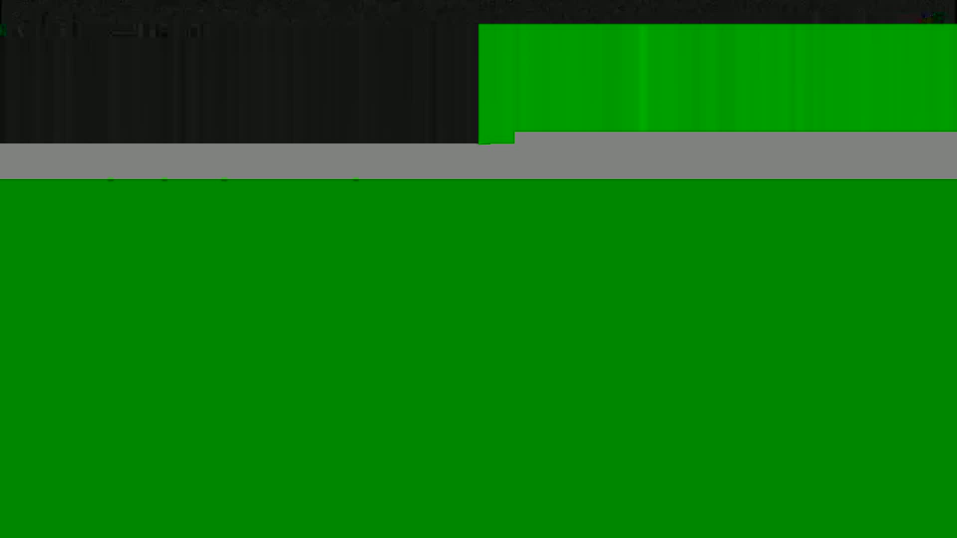 The image shows a mostly green screen with a thin gray horizontal bar separating two sections of green.