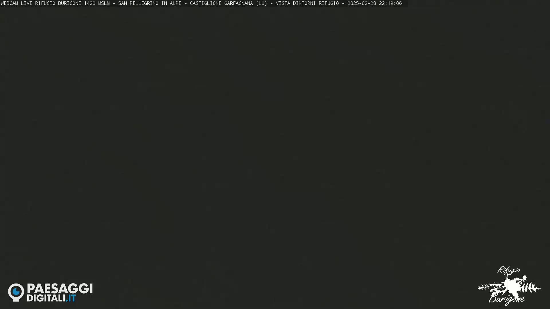 A dark, nighttime image shows a completely black view with some subtle speckles of light.
