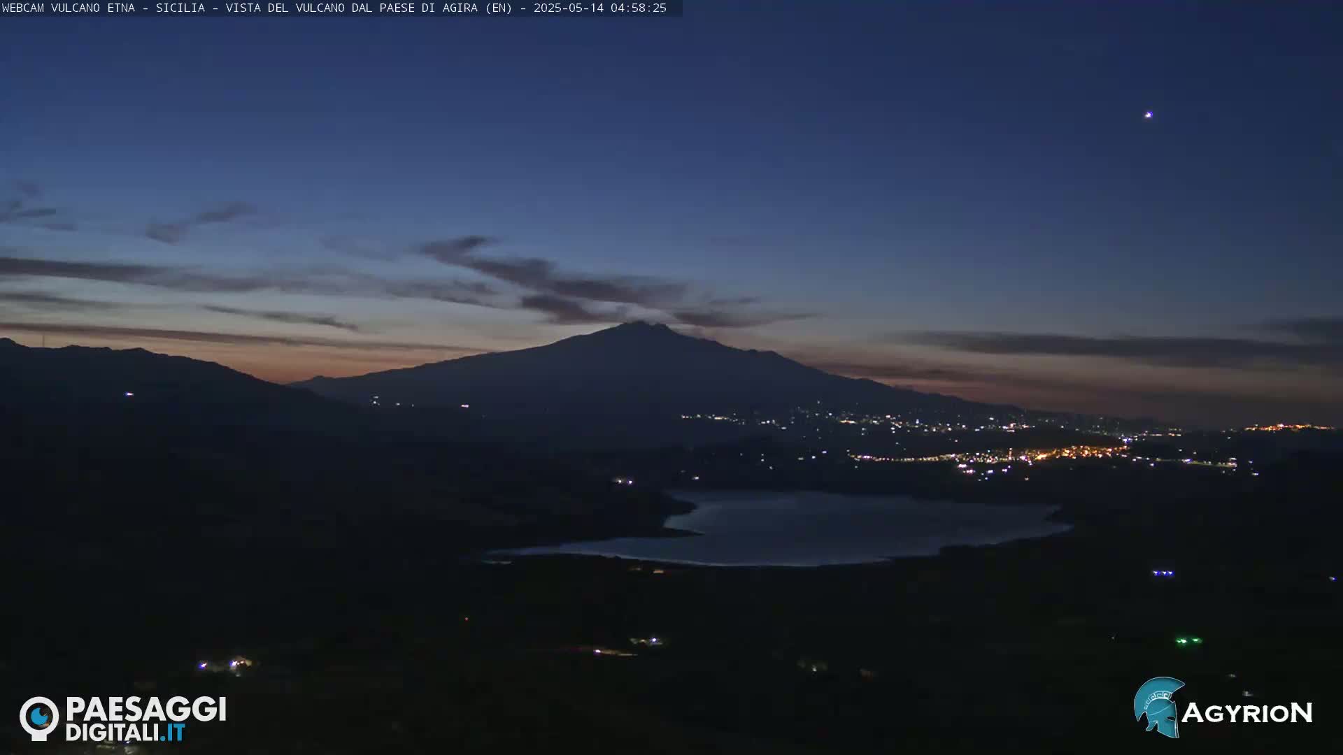 Etna Volcano Panaromic Live Cam from Agira - Enna, Scily, Italy